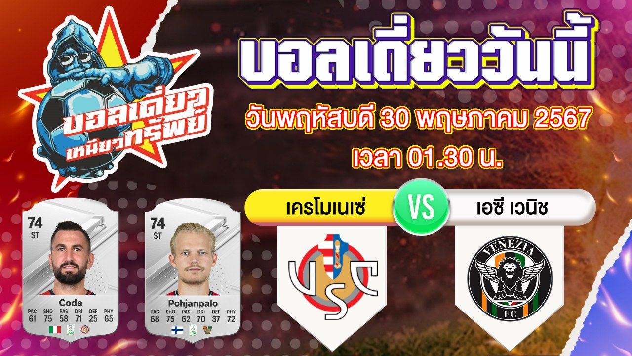 บอลวันนี้ วิเคราะห์บอลเดี่ยววันนี้ วันพฤหัสบดี 30 พฤษภาคม 2567 โดย บอลเดี่ยวเหนียวทรัพย์