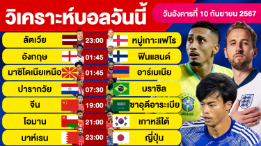 ดูวิเคราะห์ วิเคราะห์บอลวันนี้ วัน อังคาร ที่ 10 กันยายน 67 บอลเต็ง ทีเด็ดบอลวันนี้  ผลบอล บอลเด็ด By จอห์นบอลเต็ง