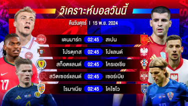 ดูวิเคราะห์ วิเคราะห์บอลวันนี้ ทีเด็ดบอลวันศุกร์ที่ 15 พฤศจิกายน 2567 by อัศวินล้มโต๊ะ